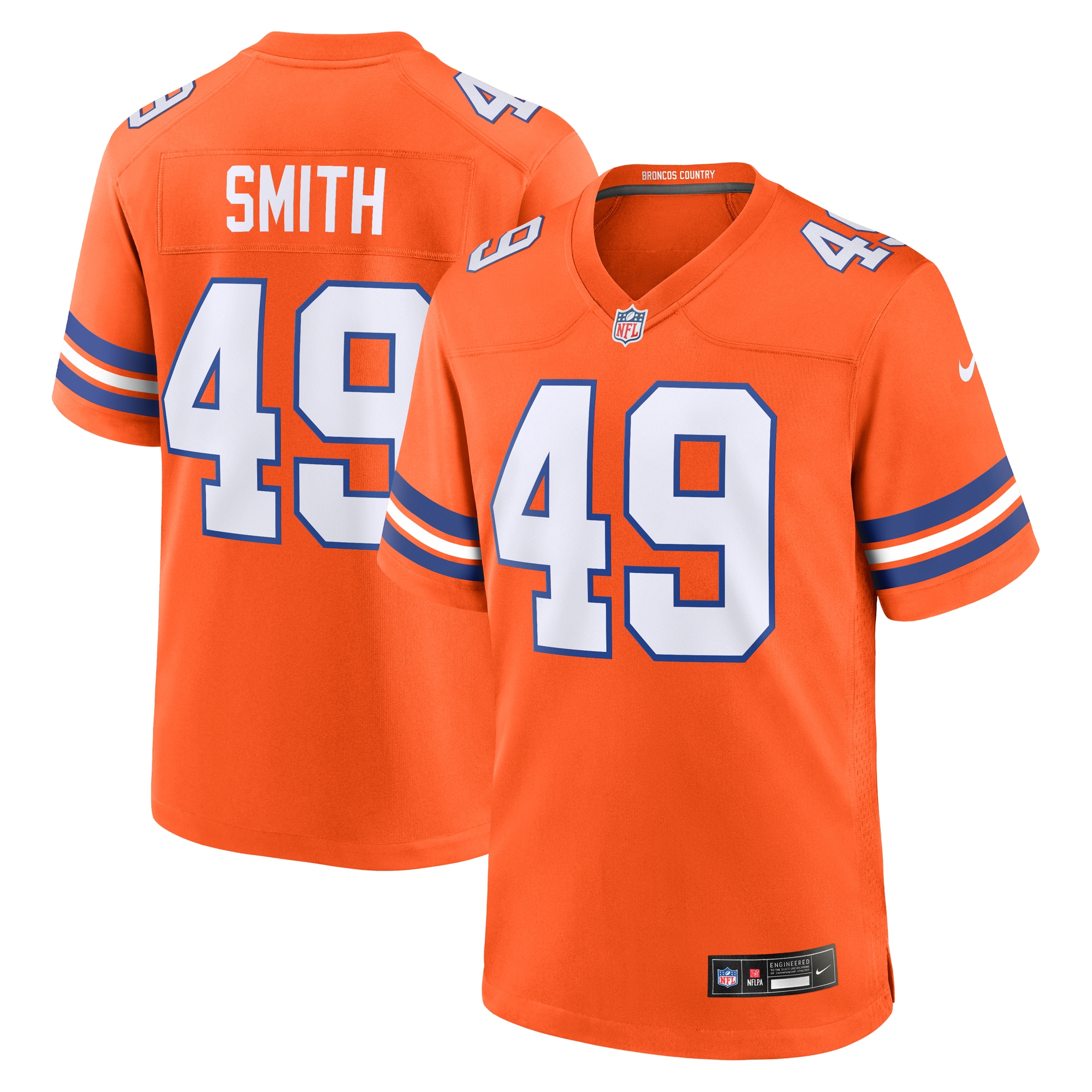 Dennis Smith Denver Broncos Nike Mile High Collection 1977 Throwback Retired Player Game Jersey - Orange