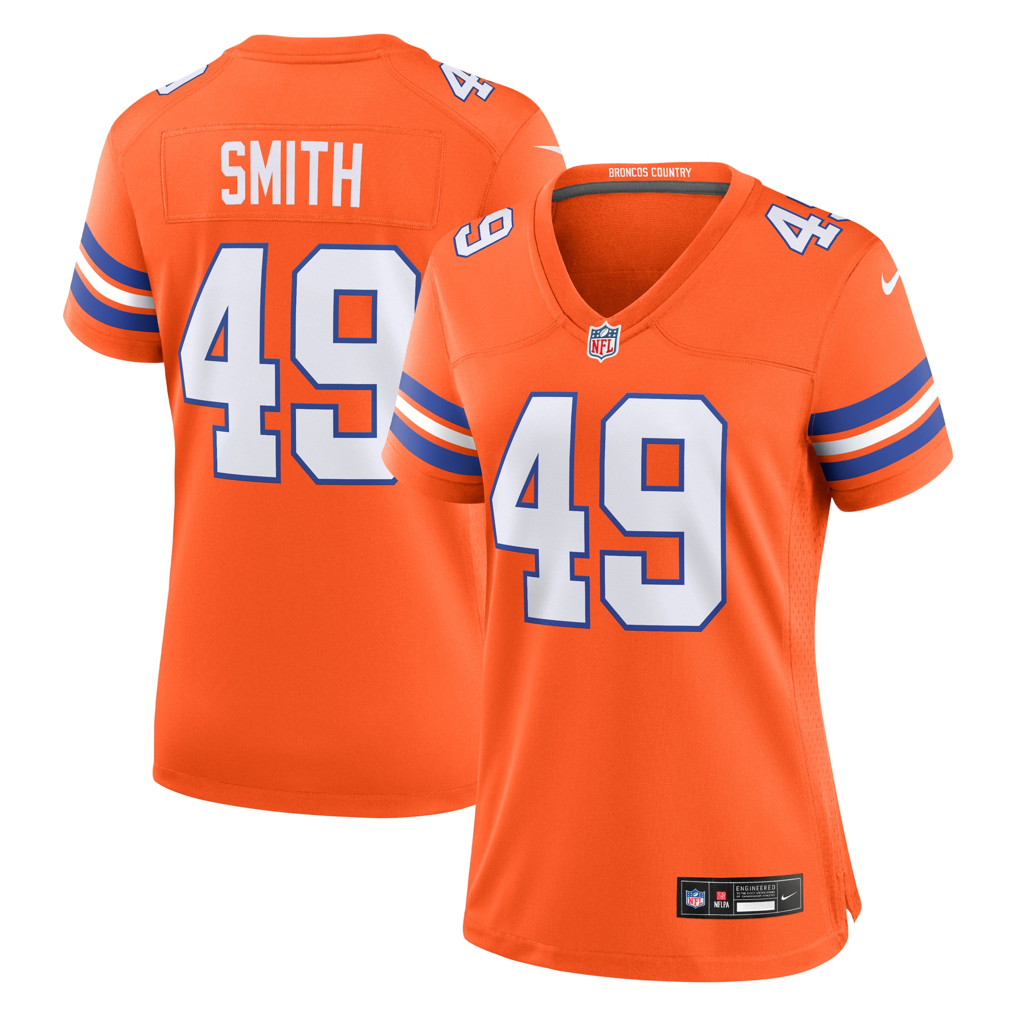 Dennis Smith Denver Broncos Nike Women's Mile High Collection 1977 Throwback Retired Player Game Jersey - Orange