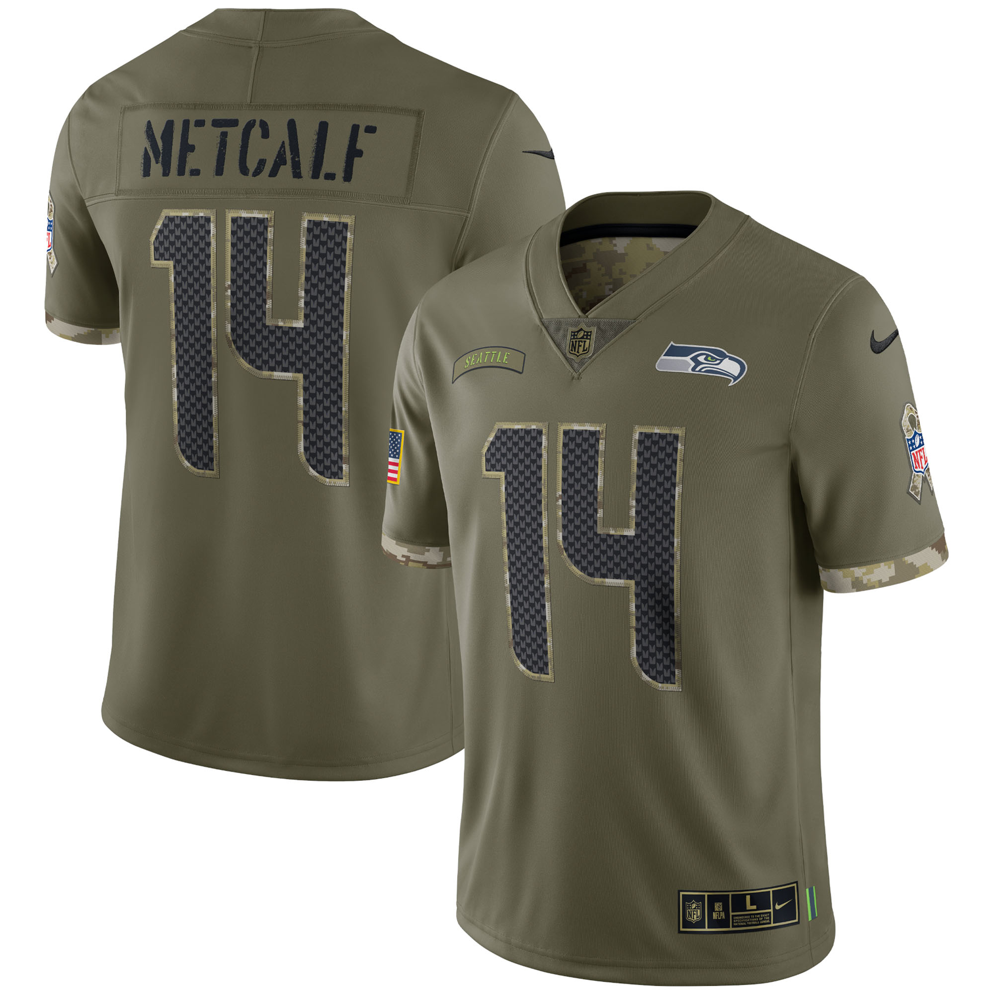 DK Metcalf Seattle Seahawks Nike 2022 Salute To Service Limited Jersey - Olive