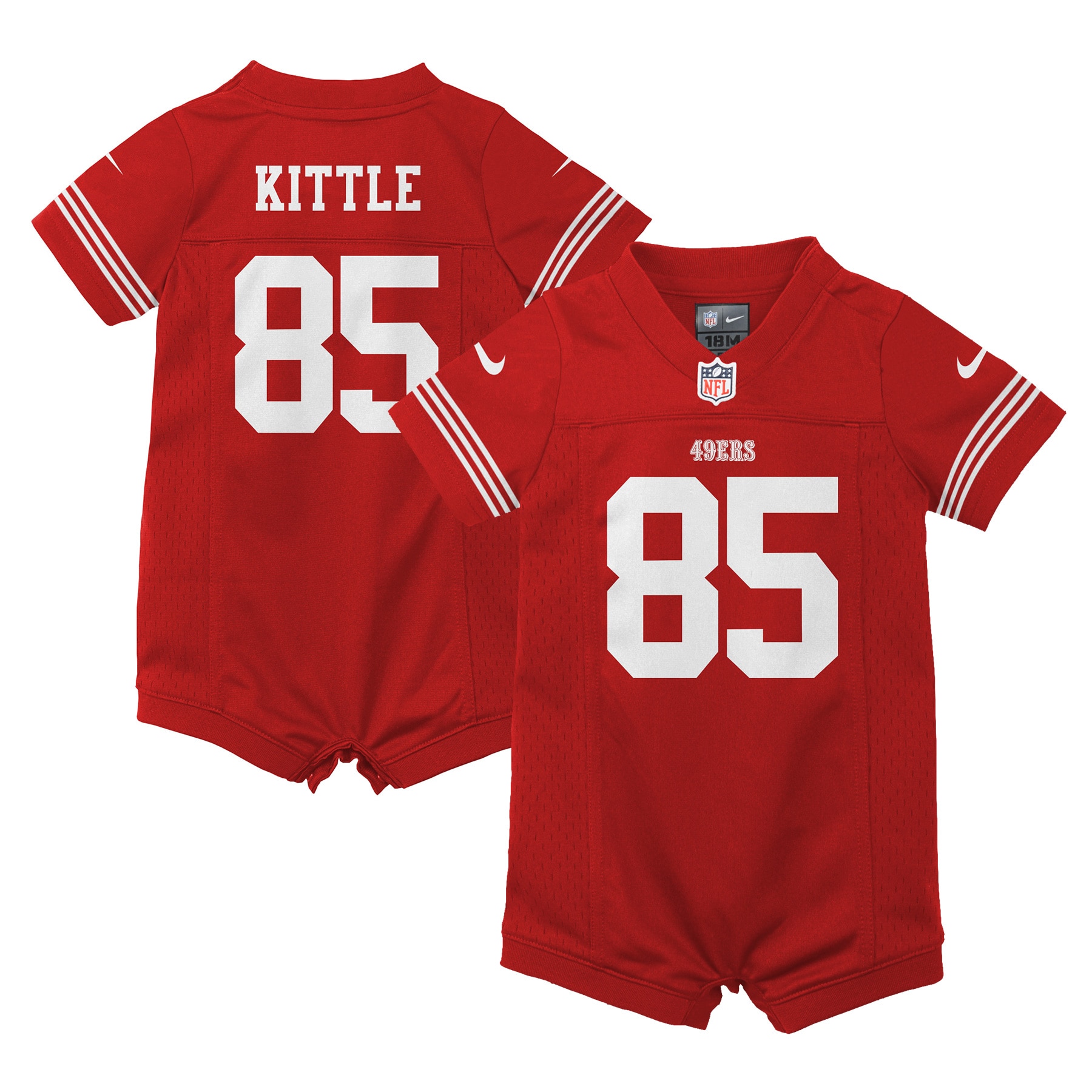 George Kittle San Francisco 49ers Nike Infant Romper Game Jersey - Scarlet