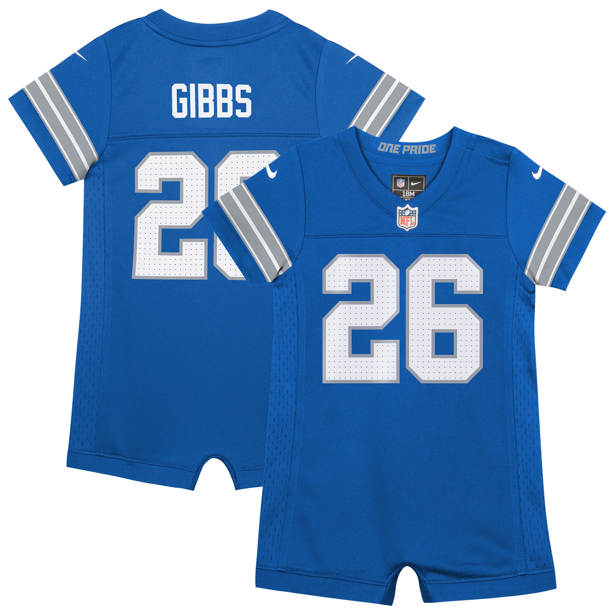 Jahmyr Gibbs Detroit Lions Nike Newborn & Infant Game Romper Jersey - Blue