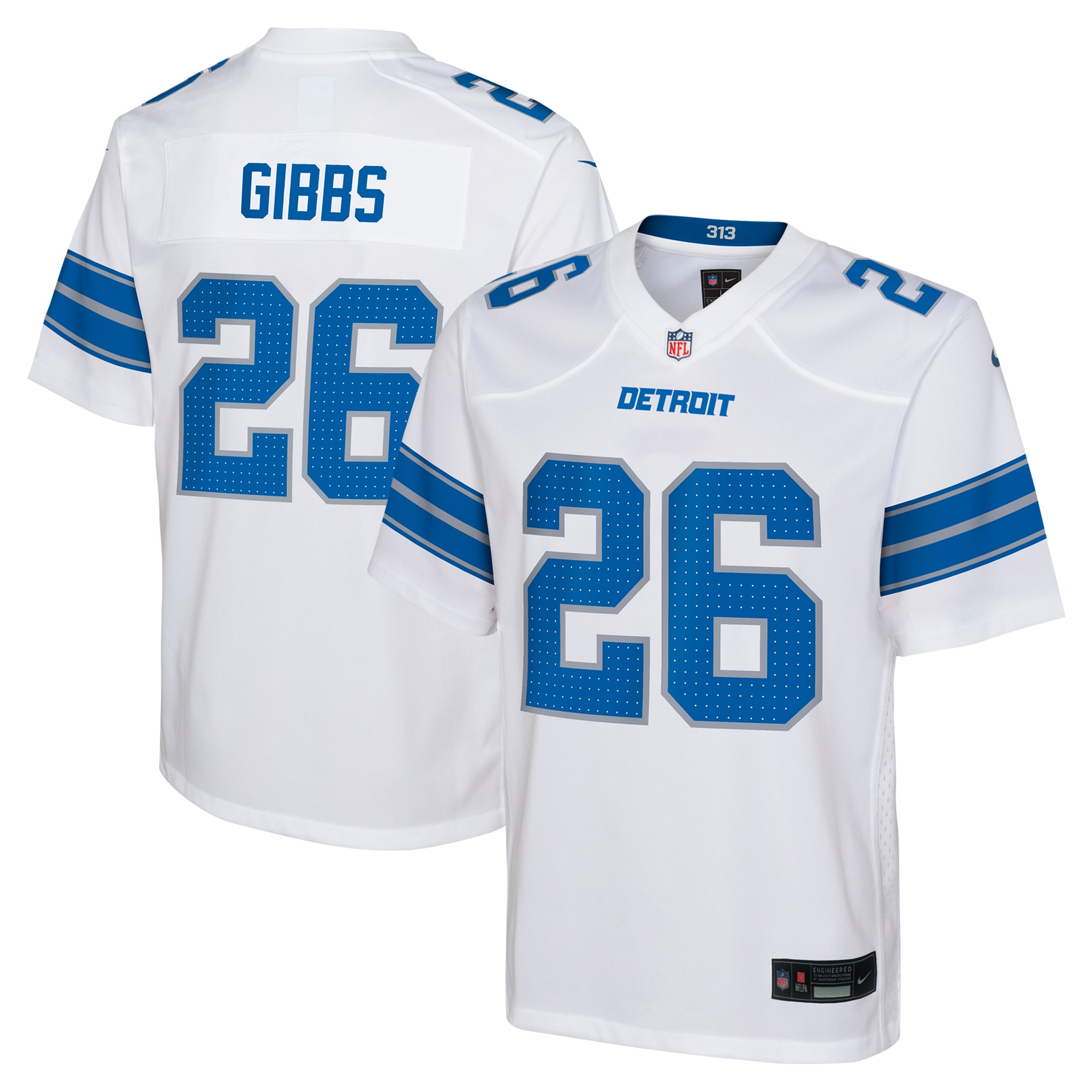 Jahmyr Gibbs Detroit Lions Nike Youth Player Game Jersey - White