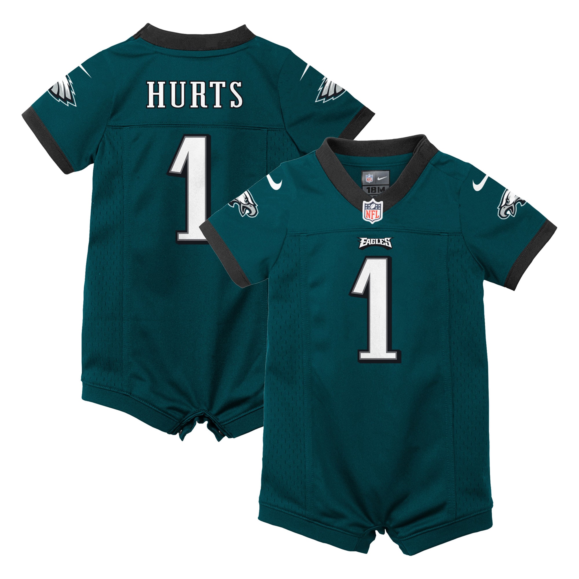 Jalen Hurts Philadelphia Eagles Nike Newborn & Infant Game Romper Jersey - Midnight Green