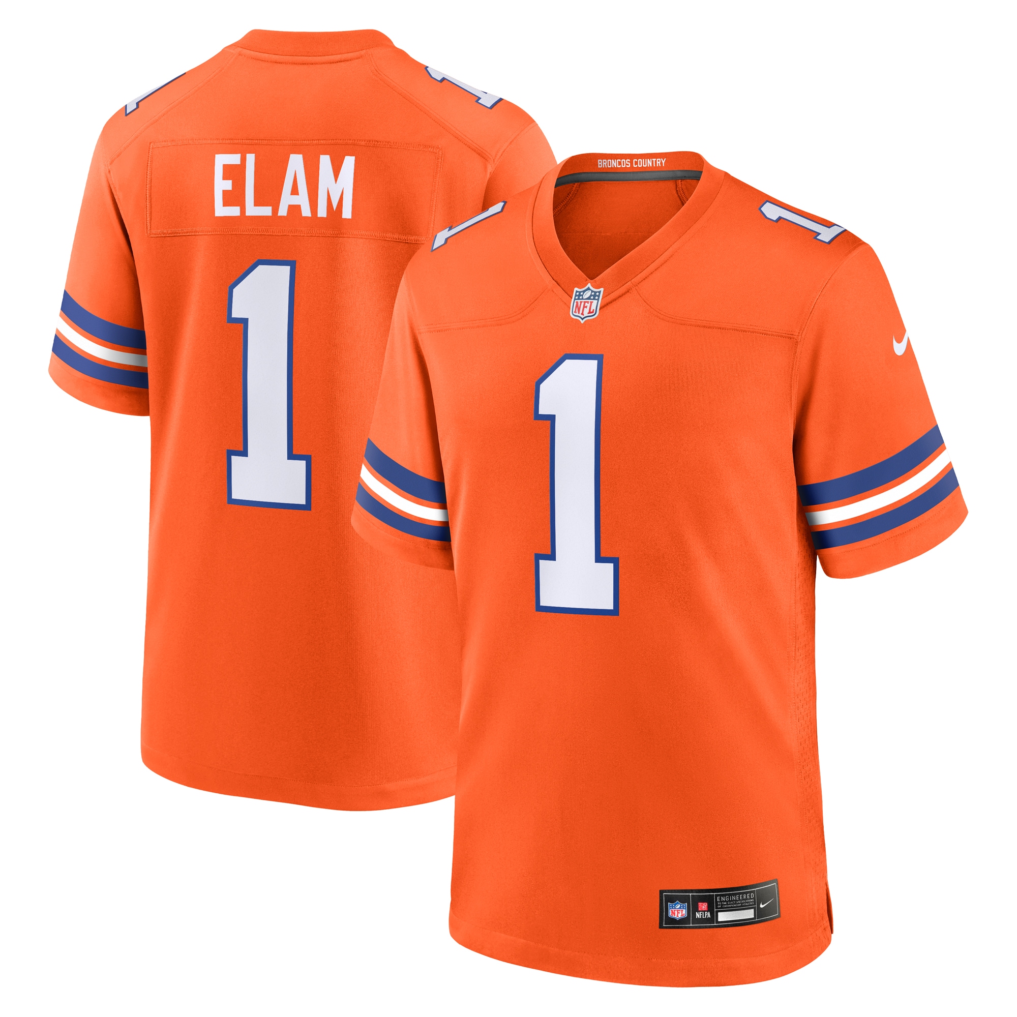 Jason Elam Denver Broncos Nike Mile High Collection 1977 Throwback Retired Player Game Jersey - Orange
