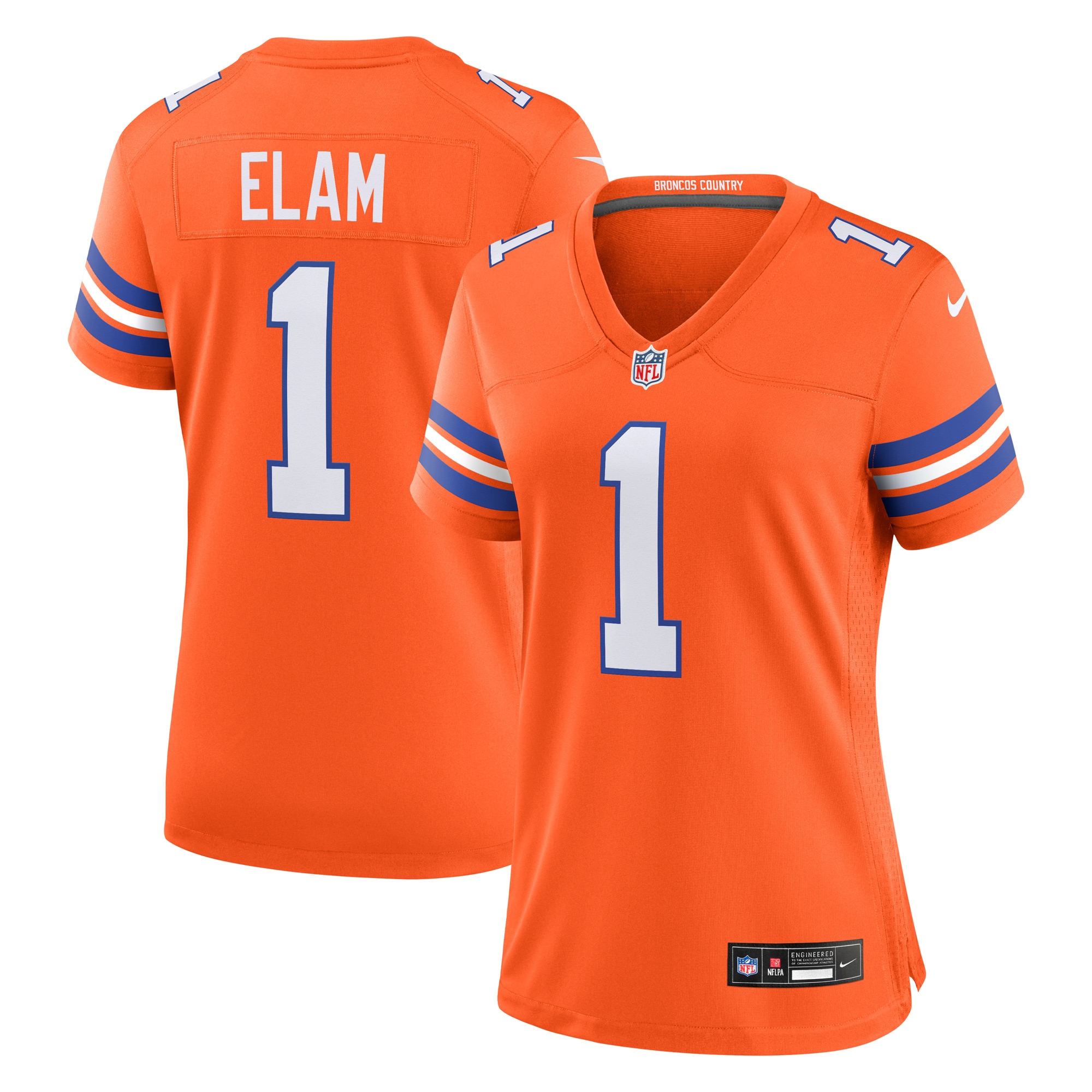 Jason Elam Denver Broncos Nike Women's Mile High Collection 1977 Throwback Retired Player Game Jersey - Orange