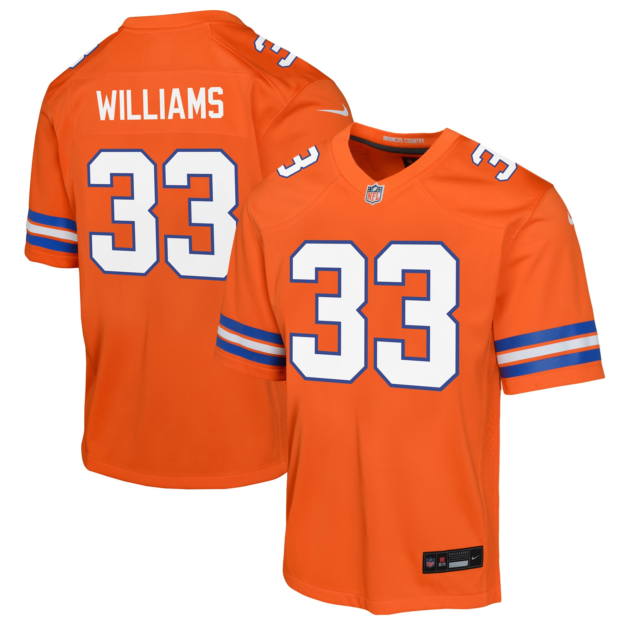 Javonte Williams Denver Broncos Nike Youth Mile High Collection 1977 Throwback Game Jersey - Orange