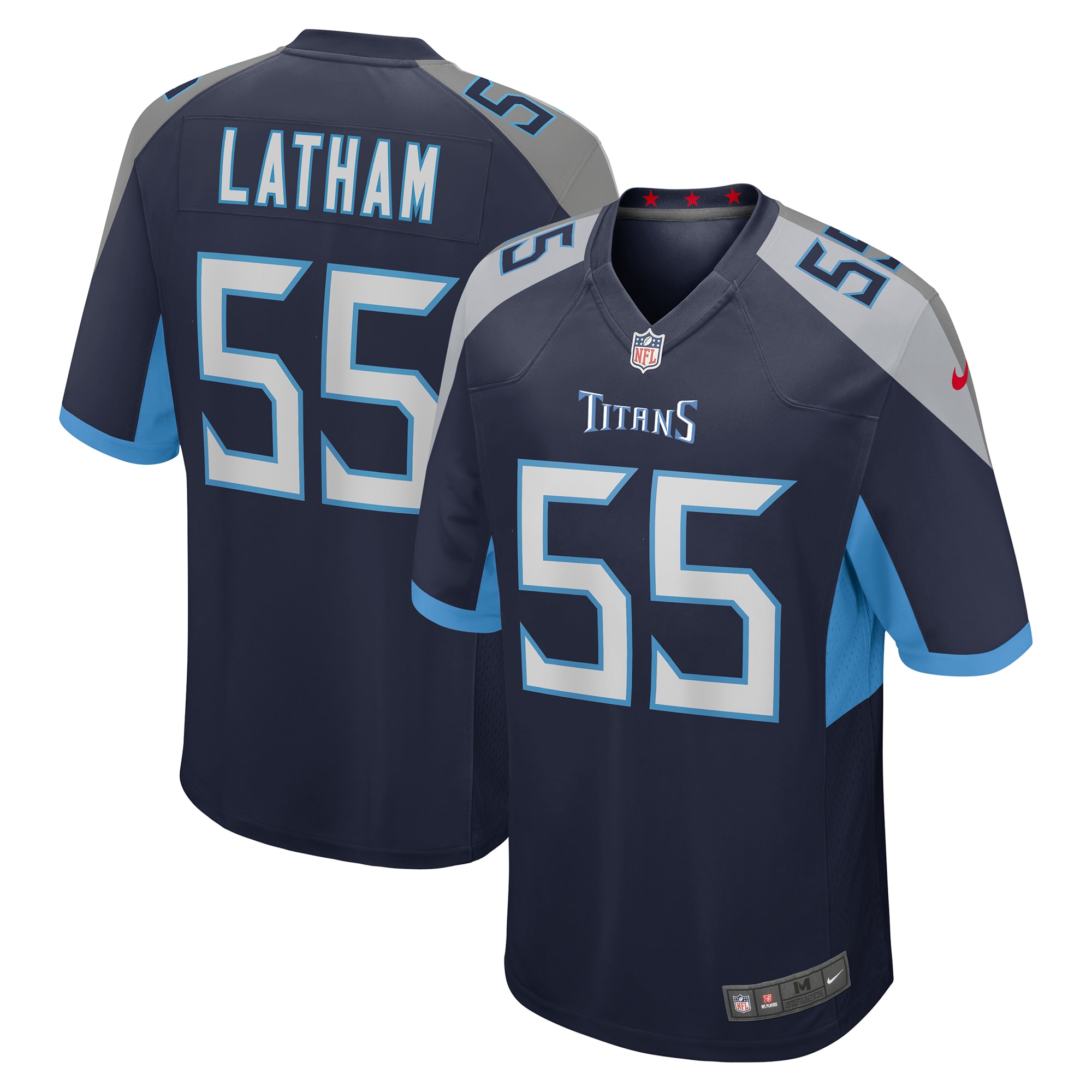 JC Latham Tennessee Titans Nike 2024 NFL Draft First Round Pick Player Game Jersey - Navy