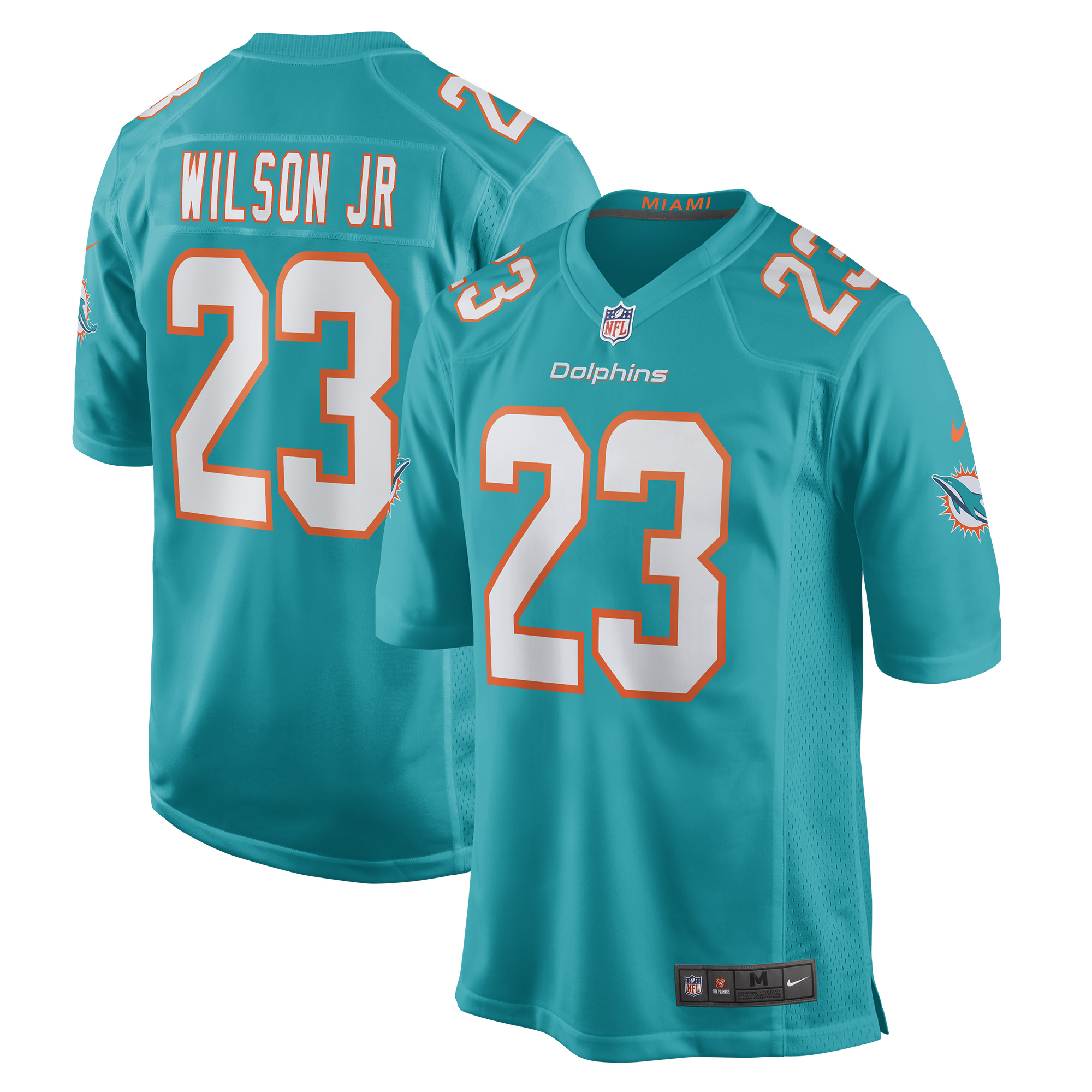 Jeff Wilson Jr. Miami Dolphins Nike Game Player Jersey - Aqua