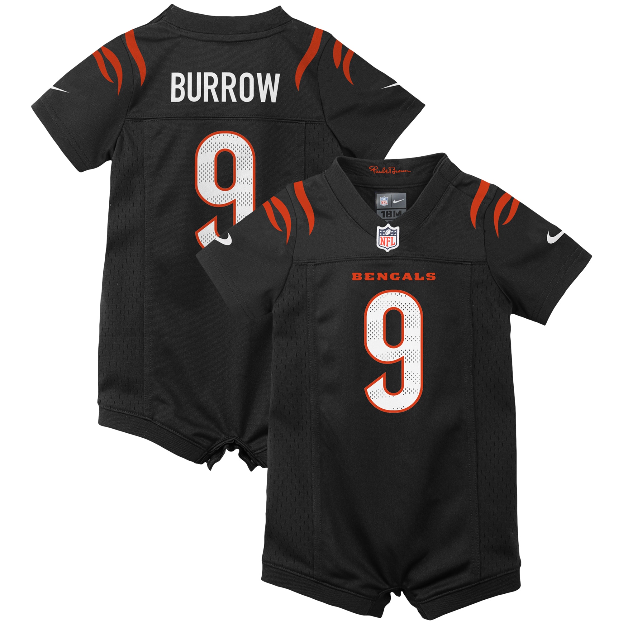 Joe Burrow Cincinnati Bengals Nike Newborn & Infant Game Romper Jersey - Black