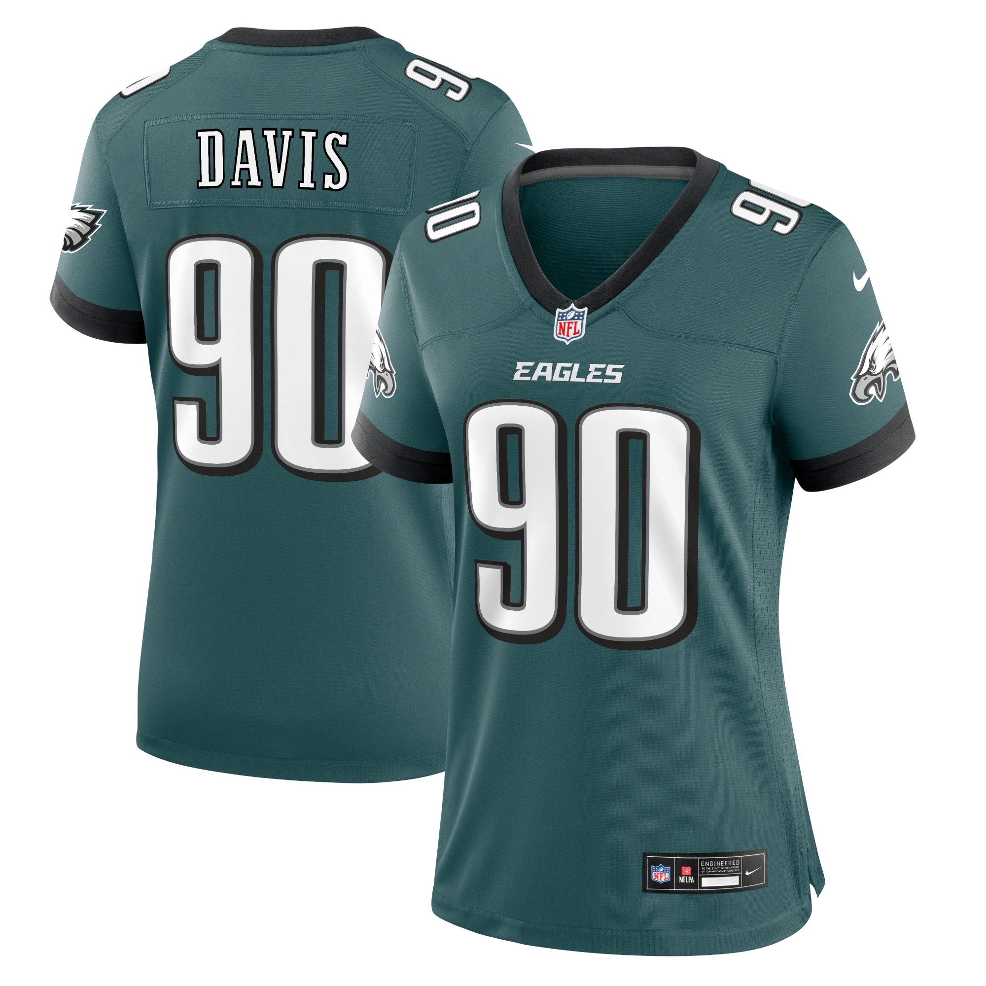 Jordan Davis Philadelphia Eagles Nike Women's Team Game Jersey - Midnight Green