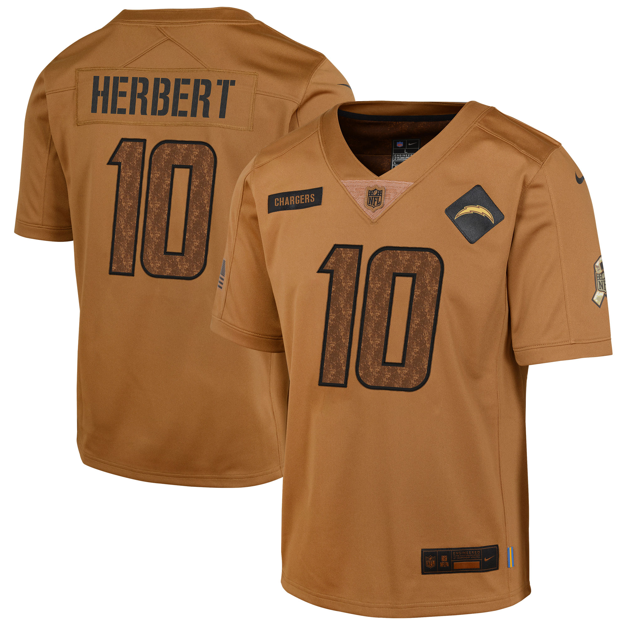 Justin Herbert Los Angeles Chargers Nike Women's 2023 Salute To Service Limited Jersey - Brown