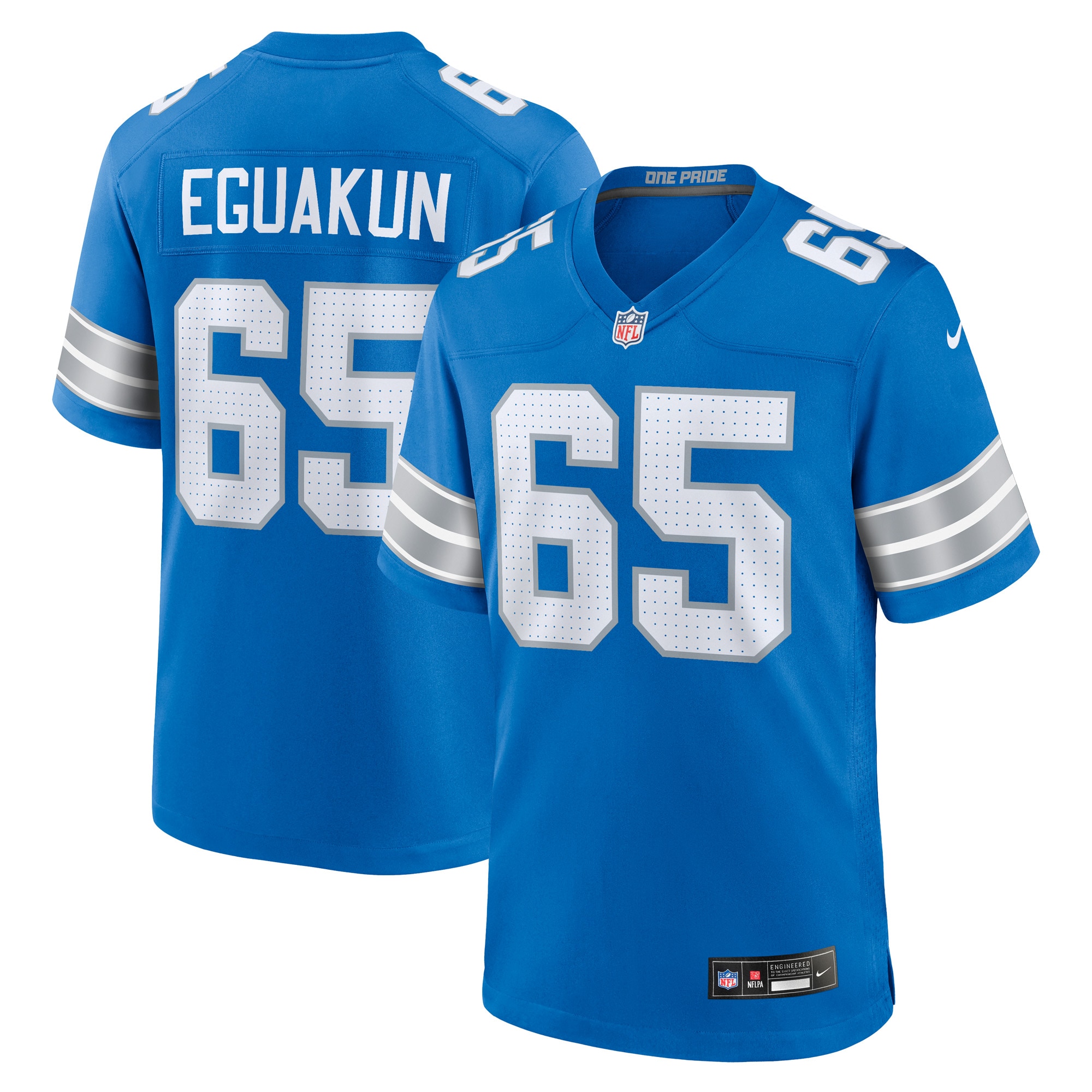 Kingsley Eguakun Detroit Lions Nike Game Jersey -  Blue